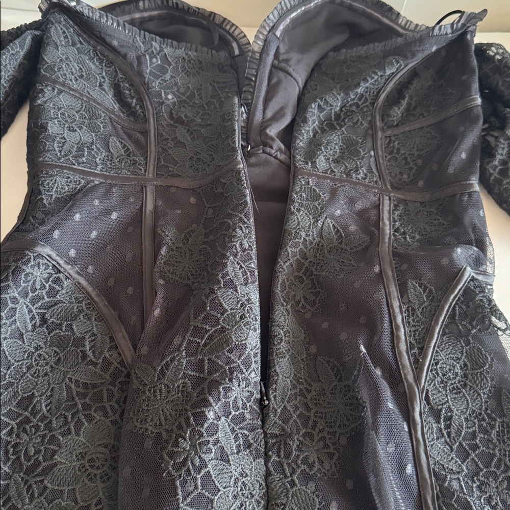 For Love & Lemons Azalea Black Strapless Lace Romantic Witchy Mini Dress size M - Picture 11 of 12